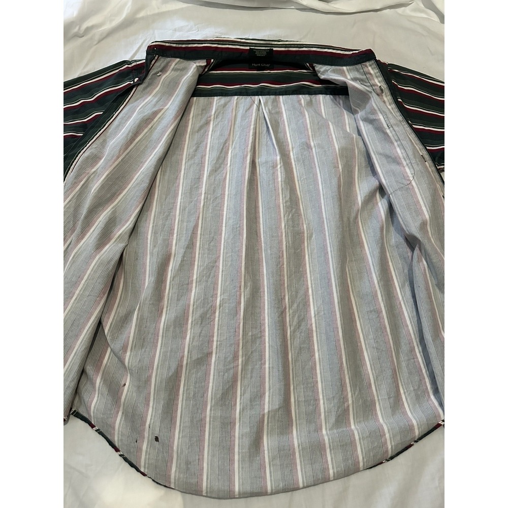Hunt Club XL Cotton Button Up Short Sleeve Men's Collared Striped Shirt VTG - Picture 8 of 10